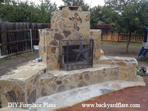 DIY Outdoor Fireplace with seating